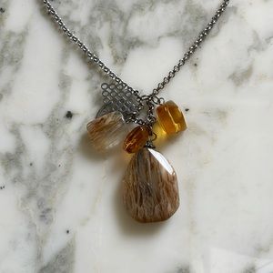 Pendant Necklace with Silver Metal Charms.